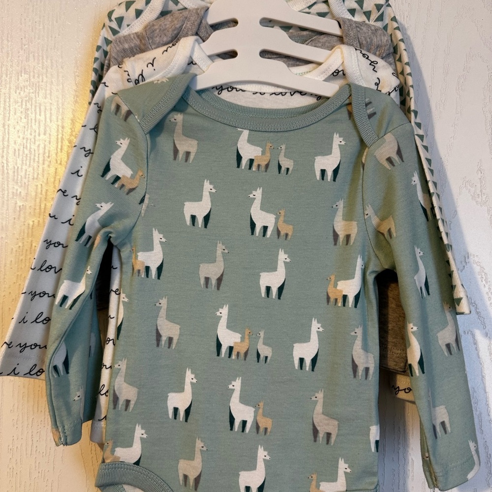 Cloud Island NWT Mint and Gray Baby Bodysuit Set B103